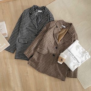 Sỉ áo khoác vest caro form rộng Hàn Quốc