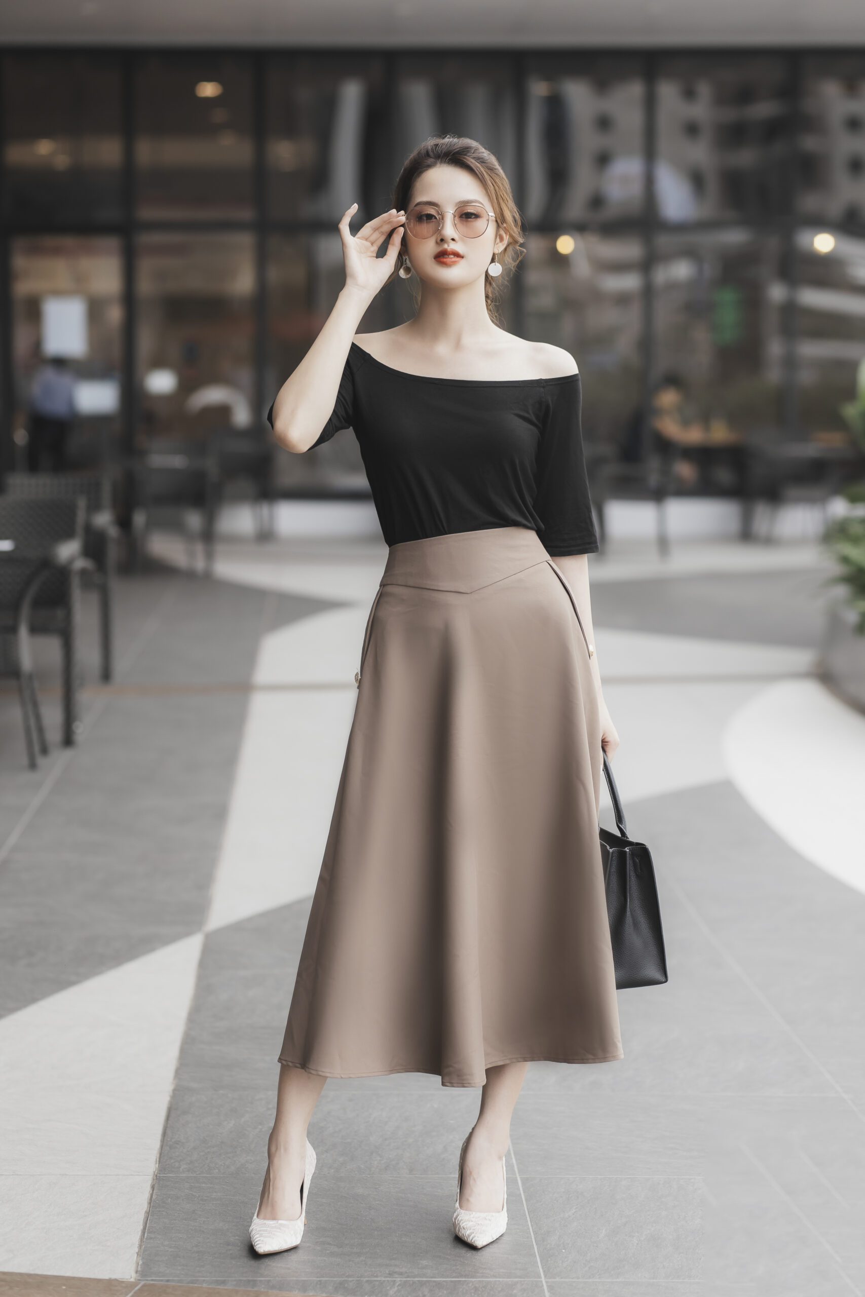 HÀNG SẴN đenChân váy vải thô xòe dài Vintage màu xámđentrắng chuẩn hàng Quảng  Châu  Shopee Việt Nam